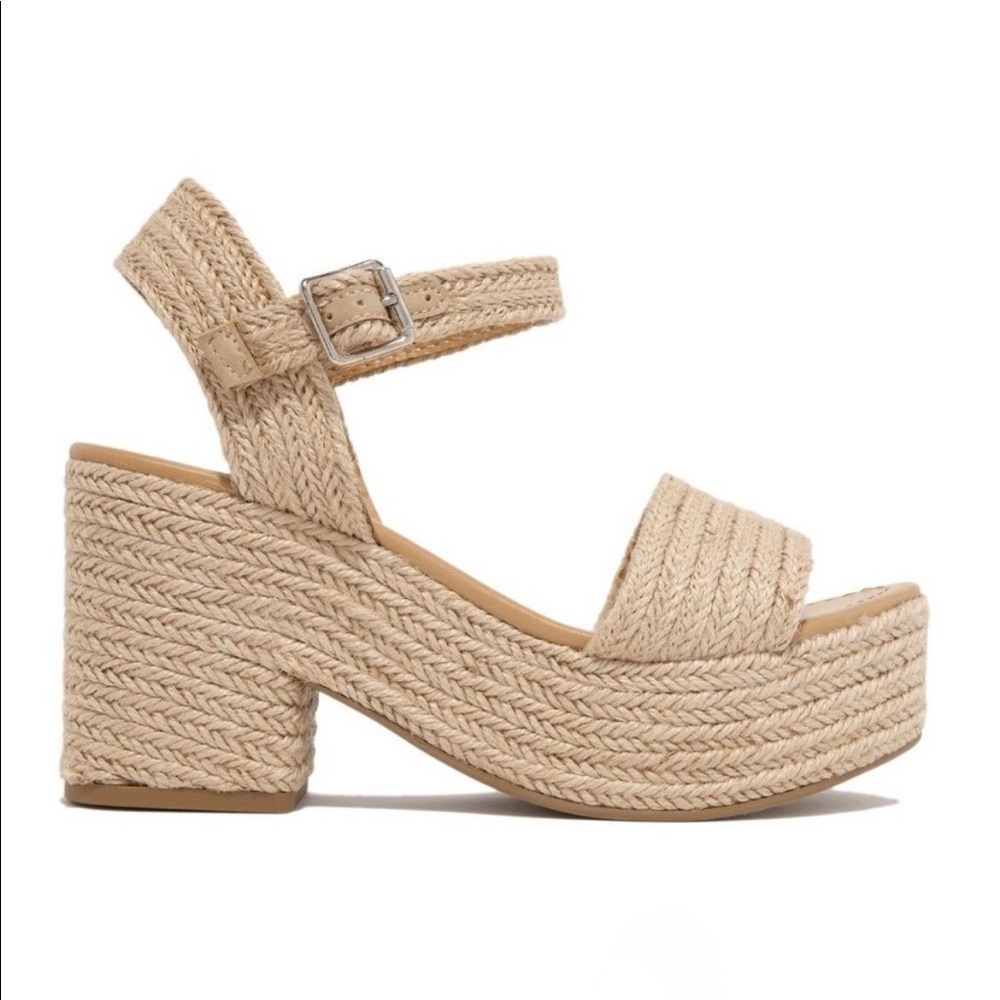 Jute Ankle Strap Platform Block Heel Sandal - Picture 7 of 14